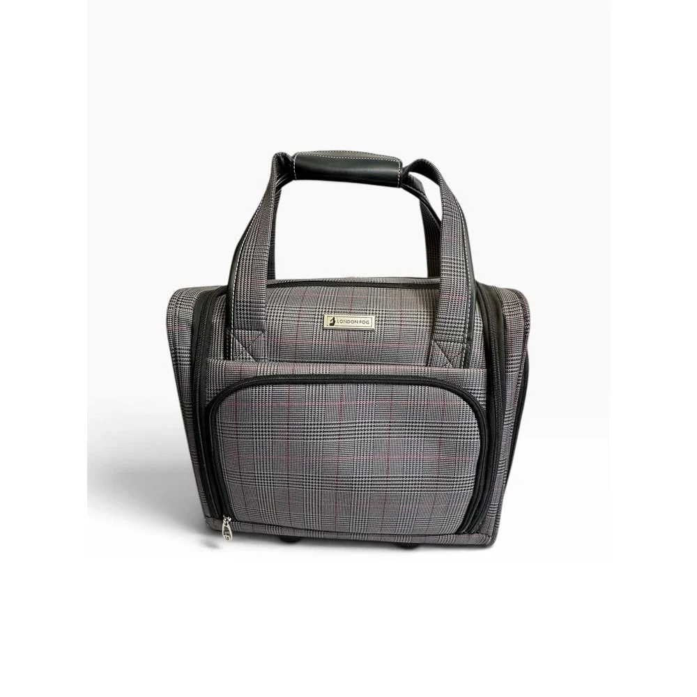 London Fog Devonshire 360UL Rolling Club Bag Unisex Carry On Grey Plaid CLEAN!